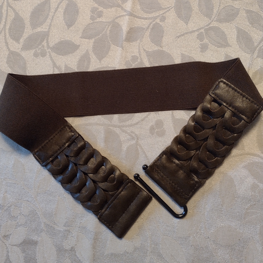 Unbranded Boho  Braided Leather and Stretchy Brown Belt